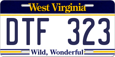 WV license plate DTF323