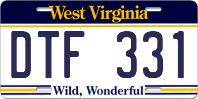 WV license plate DTF331