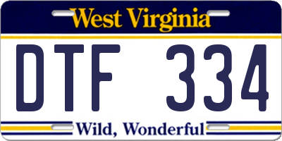 WV license plate DTF334