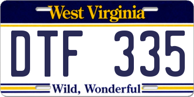 WV license plate DTF335