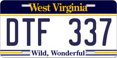 WV license plate DTF337