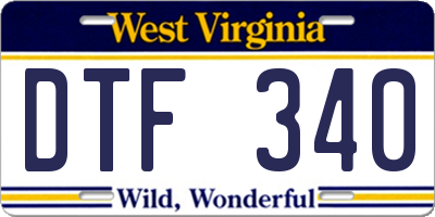 WV license plate DTF340