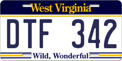 WV license plate DTF342