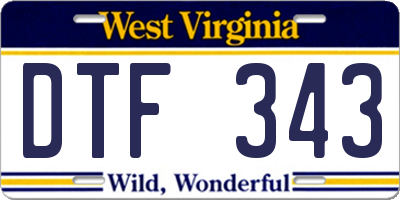 WV license plate DTF343