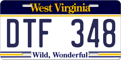 WV license plate DTF348
