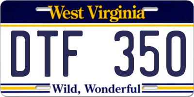 WV license plate DTF350