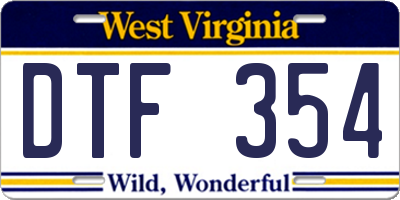 WV license plate DTF354