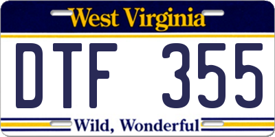 WV license plate DTF355