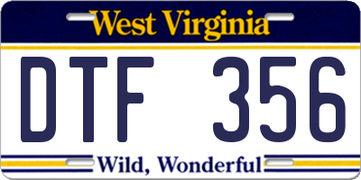 WV license plate DTF356