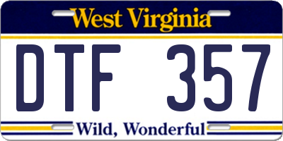 WV license plate DTF357