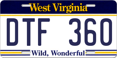 WV license plate DTF360