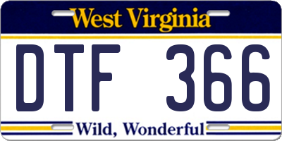 WV license plate DTF366