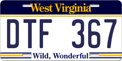 WV license plate DTF367