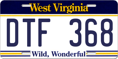 WV license plate DTF368