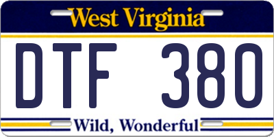 WV license plate DTF380