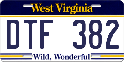 WV license plate DTF382