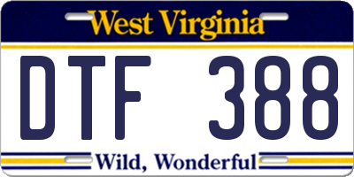 WV license plate DTF388