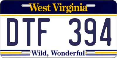 WV license plate DTF394