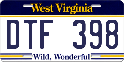 WV license plate DTF398