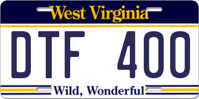 WV license plate DTF400