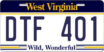 WV license plate DTF401