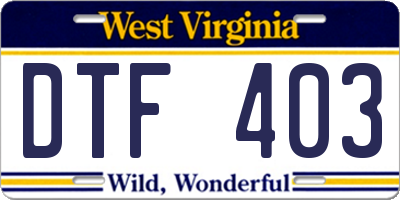 WV license plate DTF403