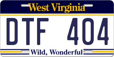 WV license plate DTF404