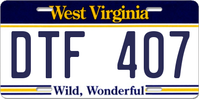 WV license plate DTF407