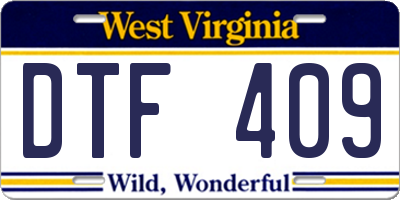 WV license plate DTF409