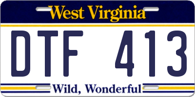 WV license plate DTF413