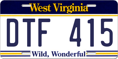 WV license plate DTF415