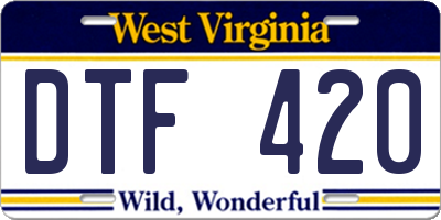 WV license plate DTF420