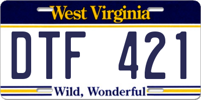WV license plate DTF421