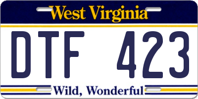 WV license plate DTF423