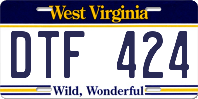 WV license plate DTF424