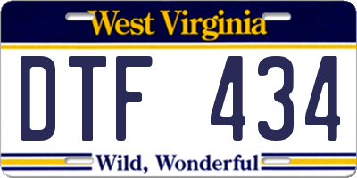 WV license plate DTF434