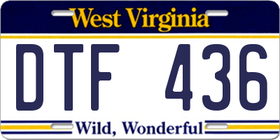 WV license plate DTF436