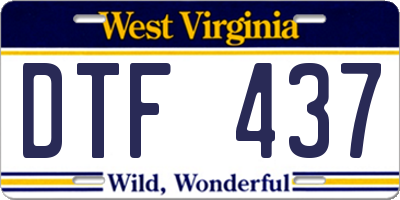 WV license plate DTF437