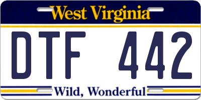 WV license plate DTF442
