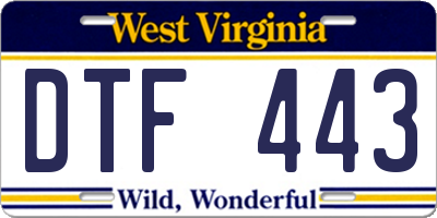 WV license plate DTF443