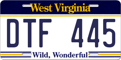WV license plate DTF445