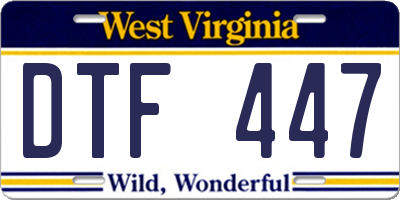 WV license plate DTF447