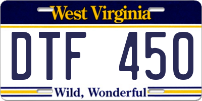WV license plate DTF450