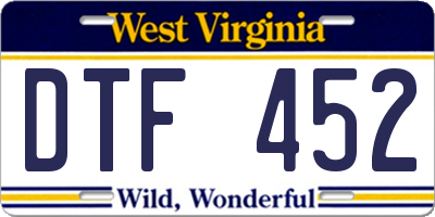 WV license plate DTF452