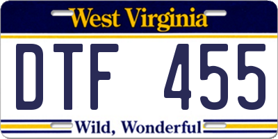 WV license plate DTF455