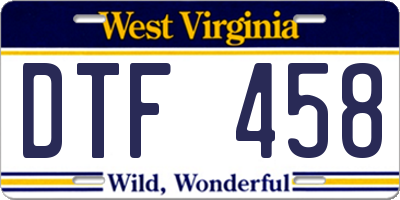WV license plate DTF458