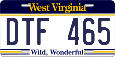 WV license plate DTF465