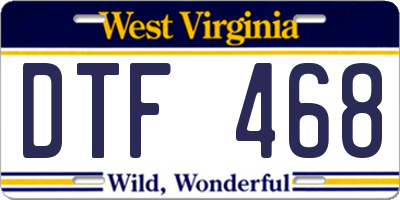 WV license plate DTF468