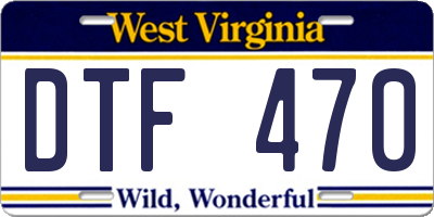 WV license plate DTF470
