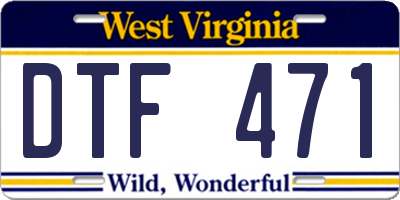 WV license plate DTF471